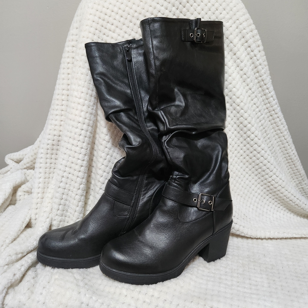Dream Pairs Sleek Black Heeled Boots